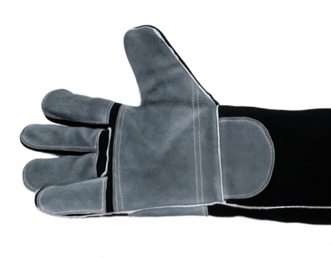 16" Cowhide Welding Gloves, MIG Stick & Blacksmith, 932°F Heat Resistant, Double-Layer Full Palm & Fingers Covering, Gray & Black 1