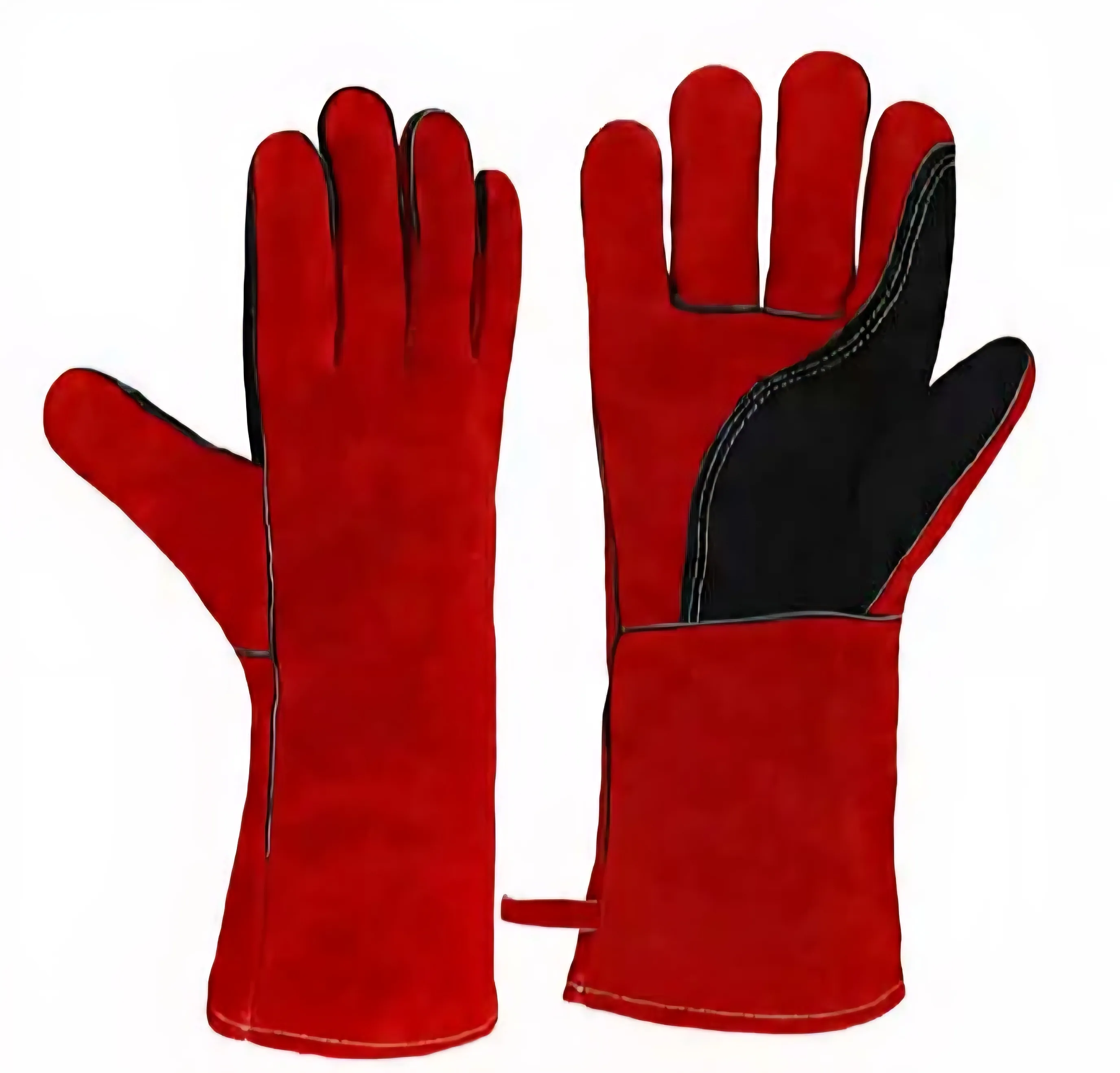 14" Cowhide Welding Gloves, MIG Stick & Blacksmith, 752°F Heat Resistant, Double-Layer Palm, Red