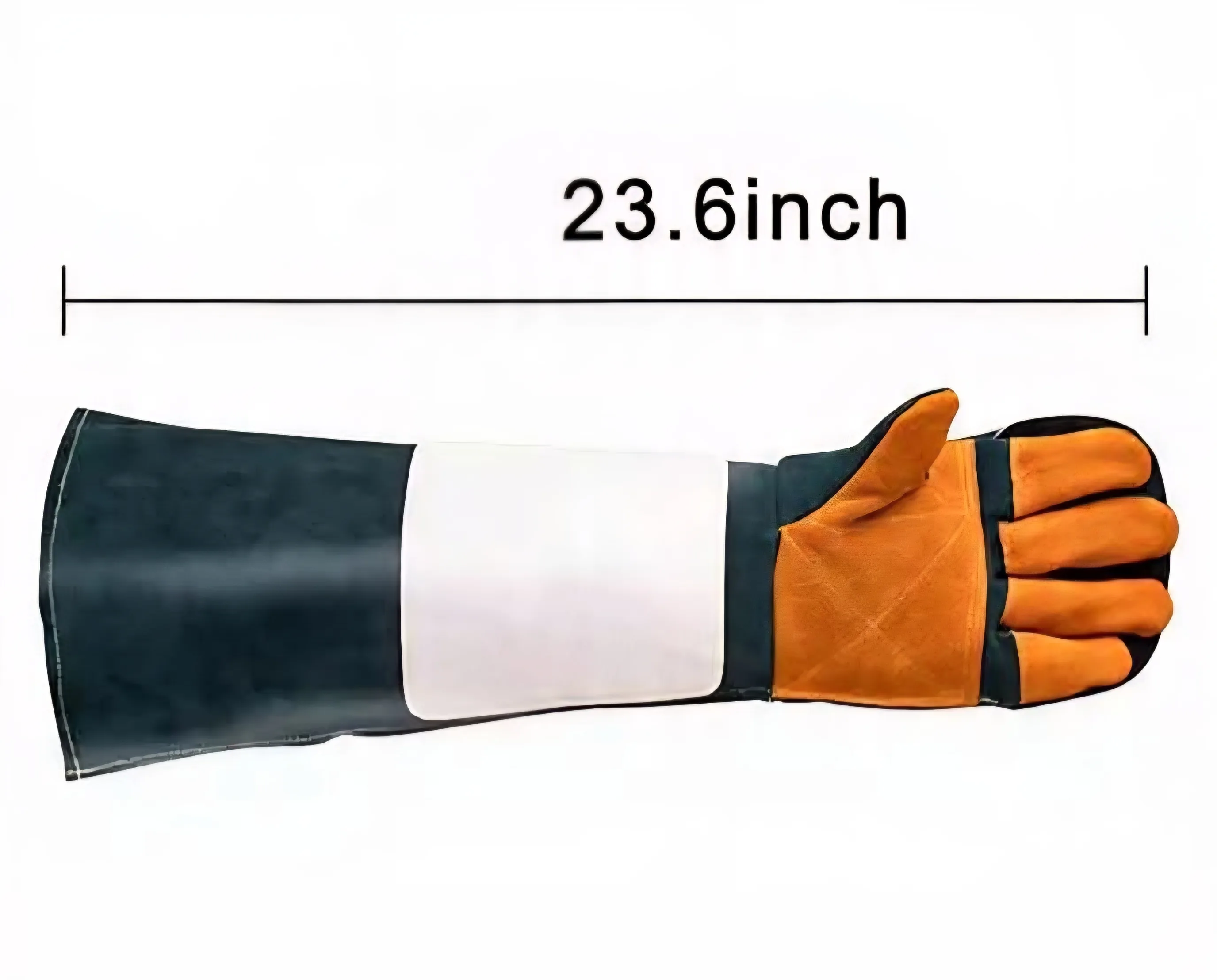 23" Multi-Functional Cowhide Ultra-Long Leather Anti-Bite Protection Animal Handling Gloves, Double-Layer Orange and Green 1