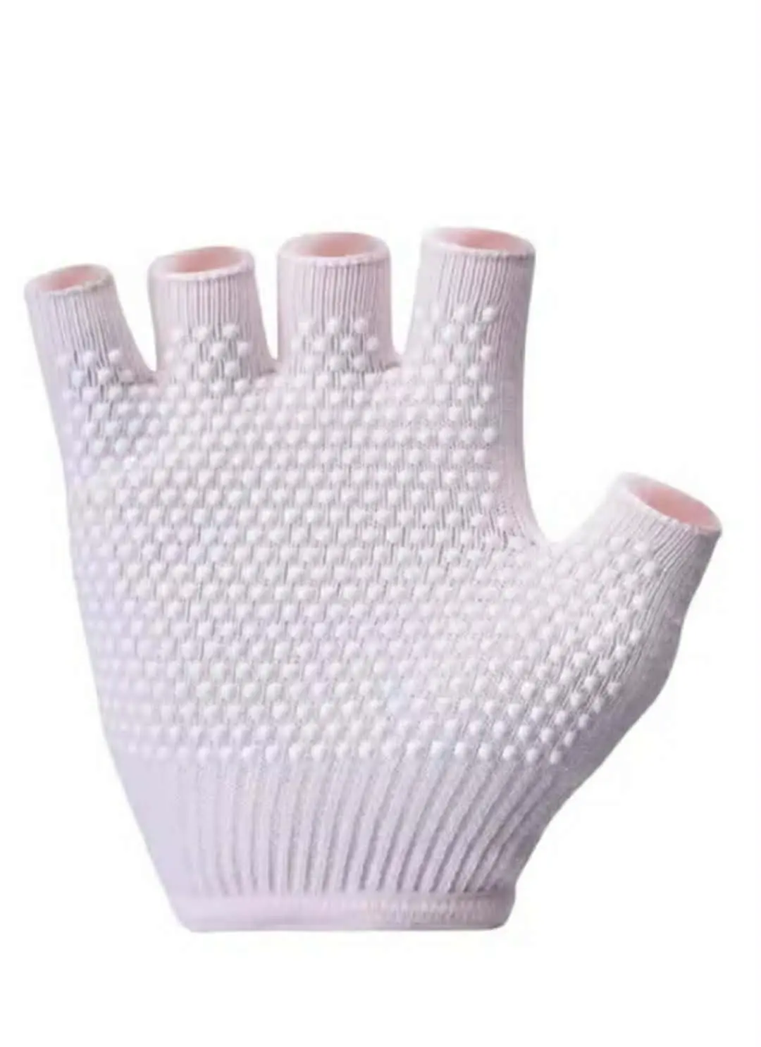 Women Anti-slip Yoga Pink Fingerless Gloves 1