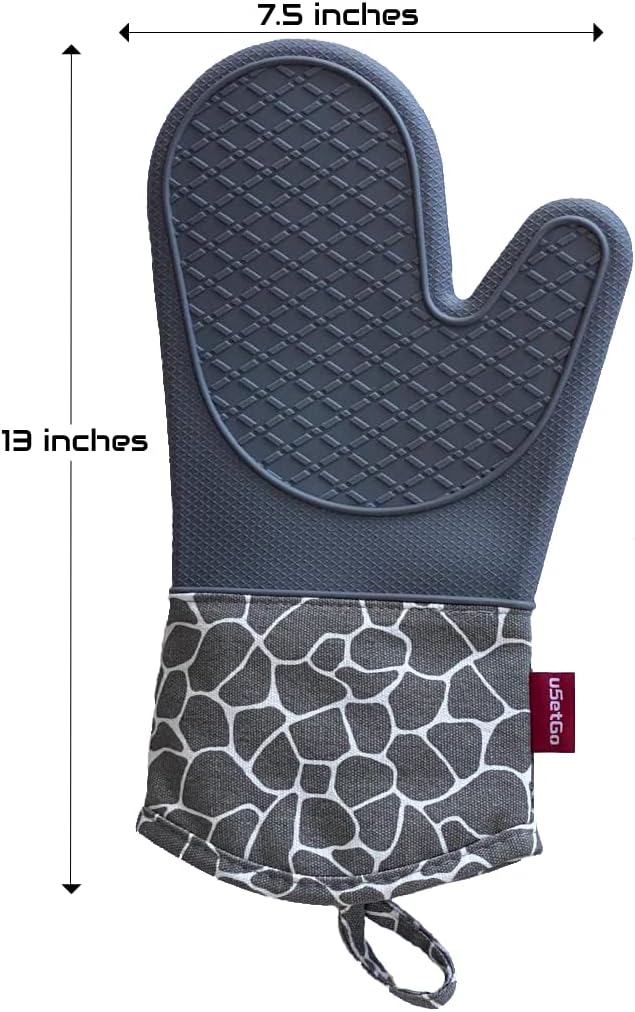 Usetgo Professional 13-inch Silicone Oven Mitts - Ultra Heat Resistant, Extra Long Forearm Protection, Gray (1 Pair) 1