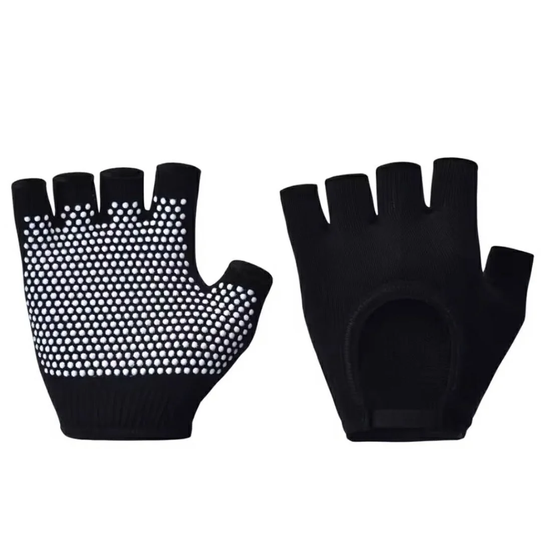 Women Anti-slip Yoga Black Fingerless Gloves