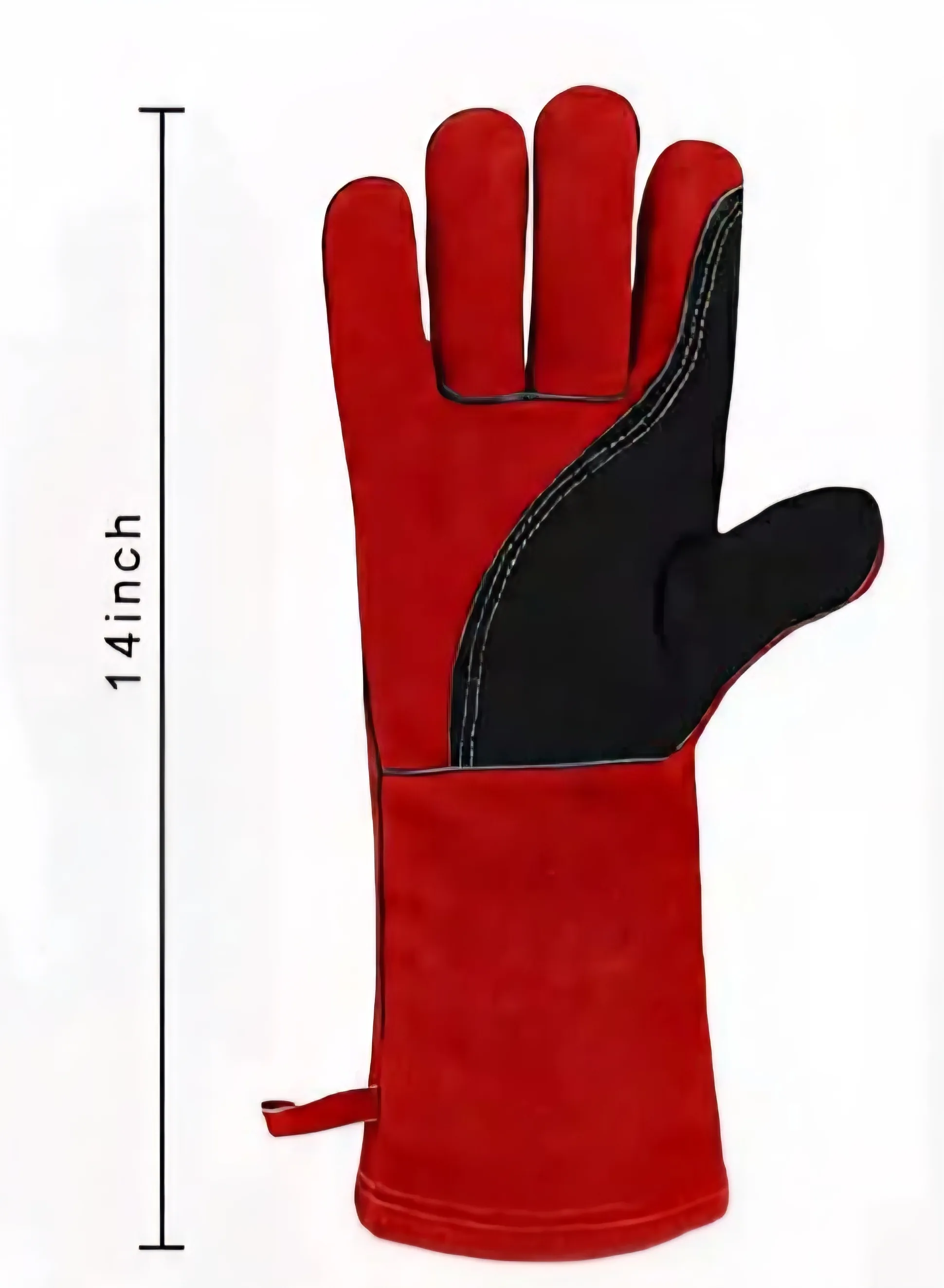 14" Cowhide Welding Gloves, MIG Stick & Blacksmith, 752°F Heat Resistant, Double-Layer Palm, Red 1
