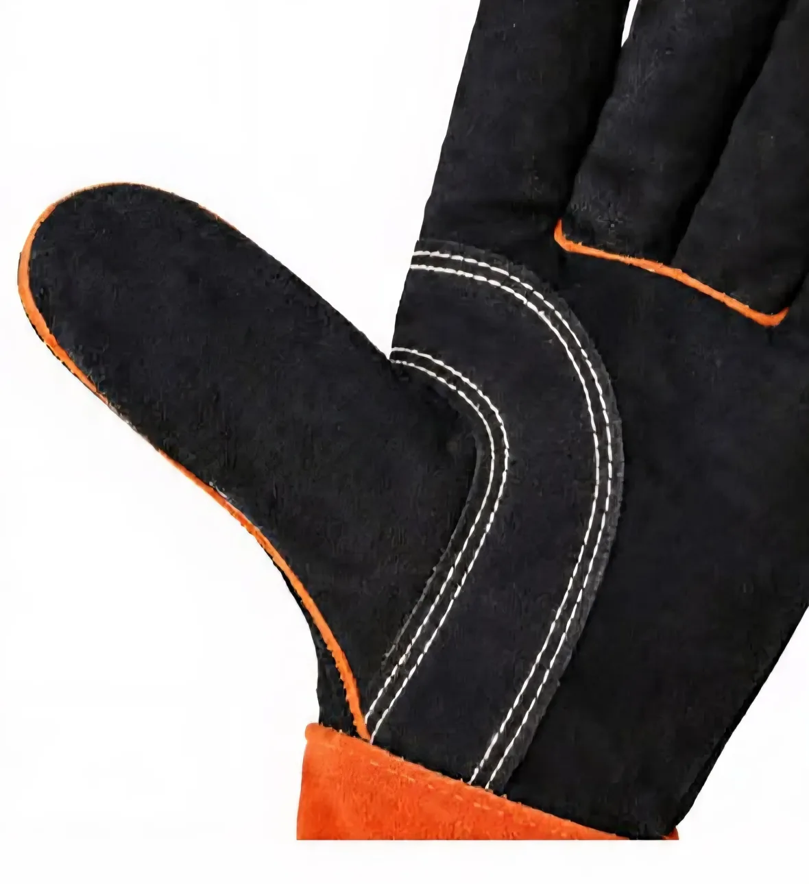 13.3" Cowhide Welding Gloves, MIG Stick & Blacksmith, 932°F Heat Resistant, Double-Layer Wing Thumb Orange & Black 5
